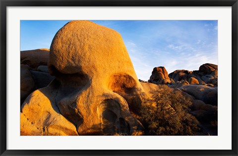 Framed Skull Rock formations, Joshua Tree National Park, California, USA Print