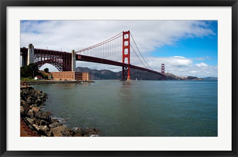 Framed Golden Gate Bridge viewed from Marine Drive at Fort Point Historic Site, San Francisco Bay, San Francisco, California, USA Print