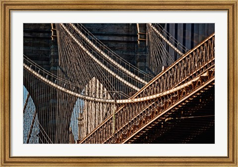 Framed Close-up of the Brooklyn Bridge, New York City, New York State Print