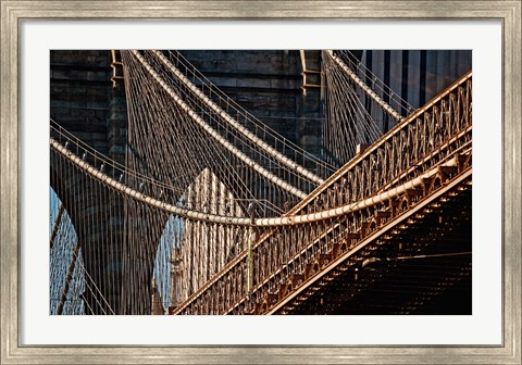 Framed Close-up of the Brooklyn Bridge, New York City, New York State Print