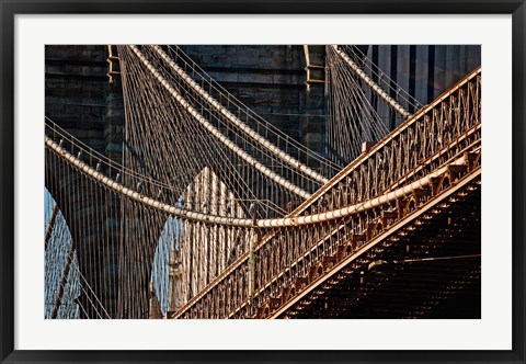 Framed Close-up of the Brooklyn Bridge, New York City, New York State Print