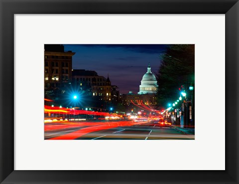 Framed Traffic on the road with State Capitol Building in the background, Washington DC, USA Print