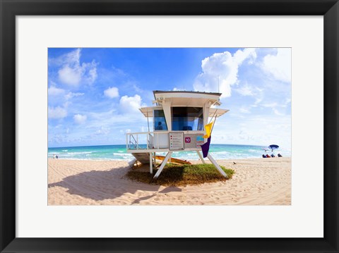 Framed Lifeguard hut on the beach, Fort Lauderdale, Florida, USA Print