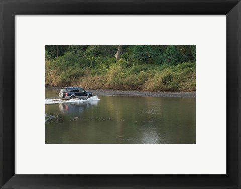 Framed Sports utility vehicle crossing a river, Ora River, Playa Carrillo, Guanacaste, Costa Rica Print