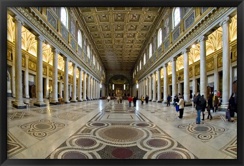 Framed Tourists at a church, Santa Maria Maggiore Church, Rome, Lazio, Italy Print