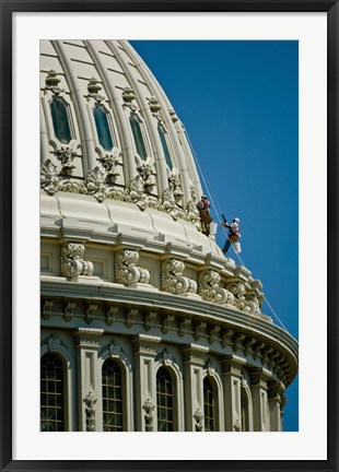 Framed Workers on a government building dome, State Capitol Building, Washington DC, USA Print