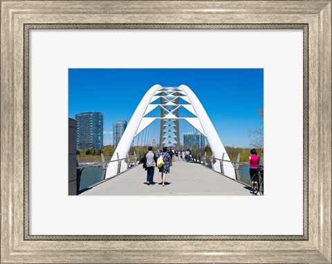 Framed People strolling on Humber Bay Arch Bridge, Toronto, Ontario, Canada Print