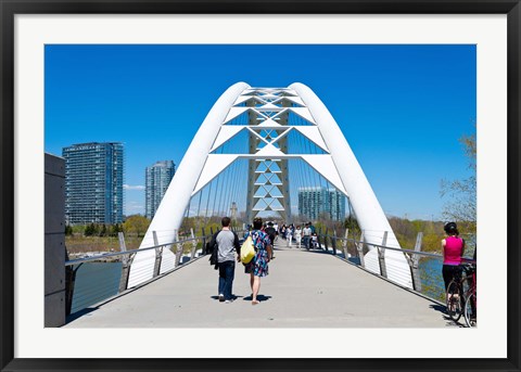 Framed People strolling on Humber Bay Arch Bridge, Toronto, Ontario, Canada Print