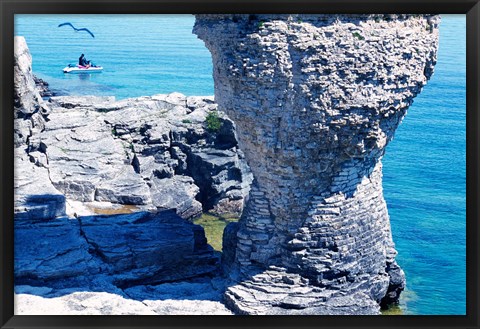 Framed Rock formations, Bruce Peninsula, Georgian Bay, Ontario, Canada Print