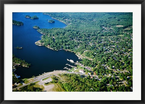 Framed Aerial view of a bay, Gravenhurst Bay, Gravenhurst, Ontario, Canada Print