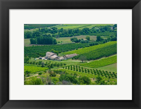 Framed Farmhouse in a field, Lacoste, Vaucluse, Provence-Alpes-Cote d&#39;Azur, France Print