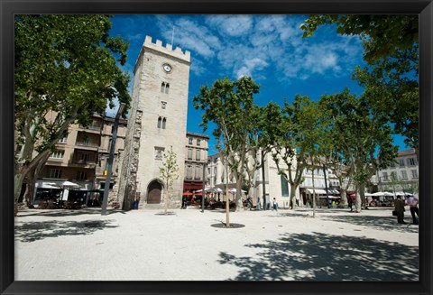 Framed Buildings in a town, Place Saint-Jean le Vieux, Avignon, Vaucluse, Provence-Alpes-Cote d&#39;Azur, France Print