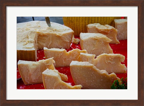 Framed Cheese for sale at weekly market, Arles, Bouches-Du-Rhone, Provence-Alpes-Cote d&#39;Azur, France Print