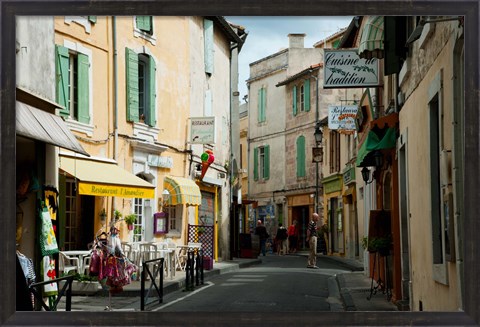 Framed Buildings along a street, Rue Porte de Laure, Arles, Bouches-Du-Rhone, Provence-Alpes-Cote d&#39;Azur, France Print