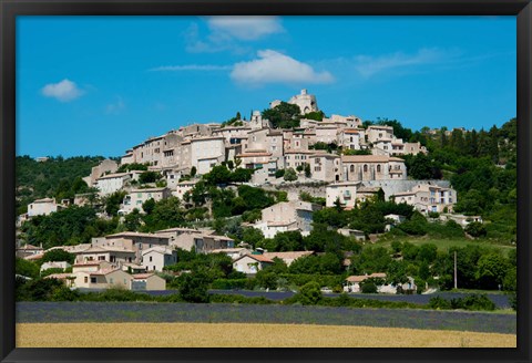 Framed Town on a hill, D51, Sault, Vaucluse, Provence-Alpes-Cote d&#39;Azur, France Print