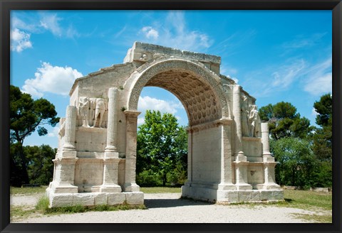 Framed Roman triumphal arch at Glanum, St.-Remy-De-Provence, Bouches-Du-Rhone, Provence-Alpes-Cote d&#39;Azur, France Print