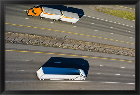 Framed Trucks moving on a highway, Interstate 80, Park City, Utah, USA Print