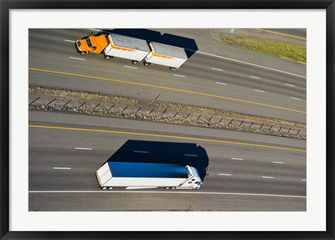 Framed Trucks moving on a highway, Interstate 80, Park City, Utah, USA Print