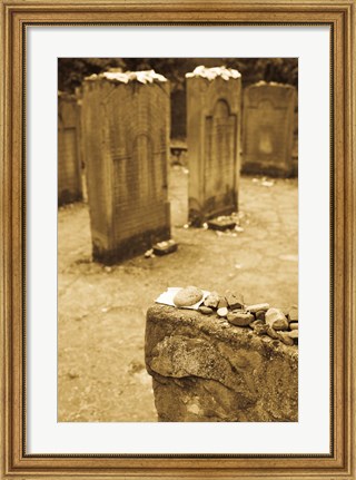 Framed Gravestone at Old Jewish Cemetery, Frankfurt, Hesse, Germany Print