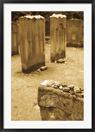 Framed Gravestone at Old Jewish Cemetery, Frankfurt, Hesse, Germany Print