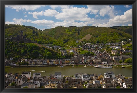 Framed Town at the waterfront, Cochem, Mosel River, Rhineland-Palatinate, Germany Print