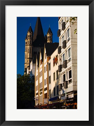 Framed St. Martin Church and Rhein embankment buildings, Cologne, North Rhine Westphalia, Germany Print