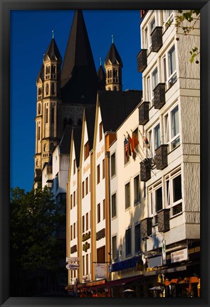 Framed St. Martin Church and Rhein embankment buildings, Cologne, North Rhine Westphalia, Germany Print