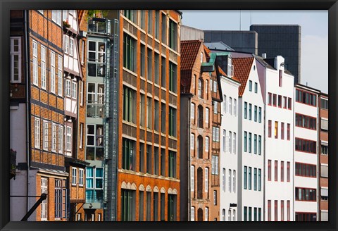 Framed Warehouses in a row, Nicolai Fleet Canal, Hamburg, Germany Print