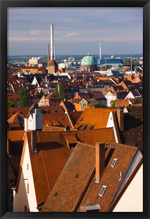 Framed High angle view of buildings in a city, Nuremberg, Bavaria, Germany Print