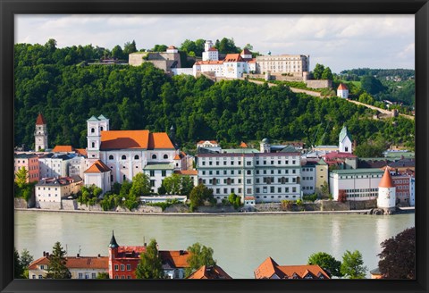 Framed Town at the waterfront, Inn River, Passau, Bavaria, Germany Print