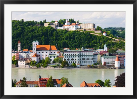 Framed Town at the waterfront, Inn River, Passau, Bavaria, Germany Print