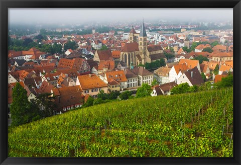 Framed City viewed from vineyard, Esslingen-Am-Neckar, Baden-Wurttemberg, Germany Print