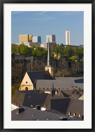 Framed Church in a city, St. Jean du Grund Church, Grund, Luxembourg City, Luxembourg Print