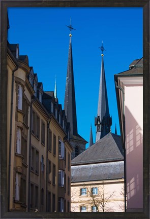 Framed Church in the city, Notre Dame Cathedral, Luxembourg City, Luxembourg Print