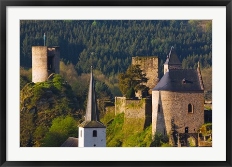 Framed Historical buildings in a town, Esch-sur-Sure, Sure River Valley, Luxembourg Print