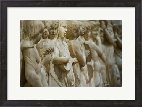 Framed Detail of marble relief, Florence, Tuscany, Italy Print