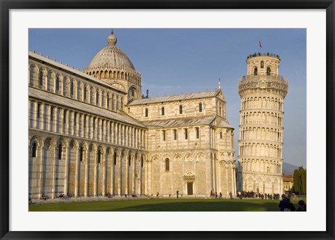 Framed Tourists at cathedral, Pisa Cathedral, Leaning Tower of Pisa, Piazza Dei Miracoli, Pisa, Tuscany, Italy Print