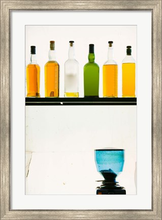 Framed Bottles displayed at the Bookworm Cafe, Sanlitun, Chaoyang District, Beijing, China Print