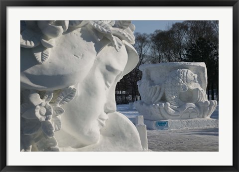 Framed Snow sculptures at Harbin International Sun Island Snow Sculpture Art Fair, Harbin, Heilungkiang Province, China Print