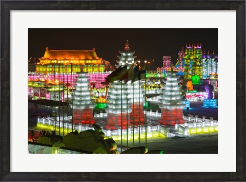 Framed Ice buildings at the Harbin International Ice and Snow Sculpture Festival, Harbin, Heilungkiang Province, China Print