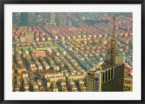 Framed Aerial view of housing, Shanghai, China Print