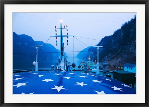 Framed Yangtze River Cruise Ship view at dawn, Yangtze River, Yichang, Hubei Province, China Print