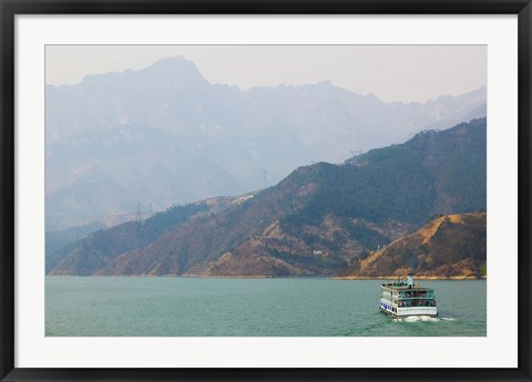 Framed Ferry in a river, Xiling Gorge, Yangtze River, Hubei Province, China Print