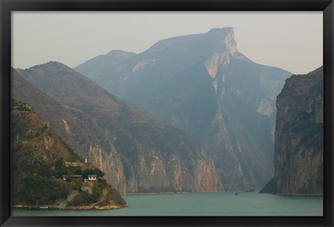 Framed Mountains at the riverside, Yangtze River, Chongqing Province, China Print