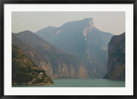 Framed Mountains at the riverside, Yangtze River, Chongqing Province, China Print
