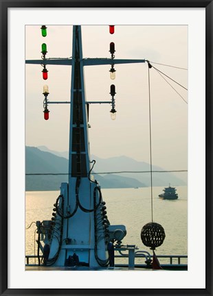 Framed River Traffic on the Yangzi River northeast of Fengdu Town, Chongqing, China Print