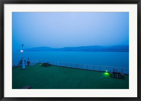 Framed Deck of the Yangtze River Cruise Ship at dawn, Yangtze River, Fengdu, Chongqing Province, China Print