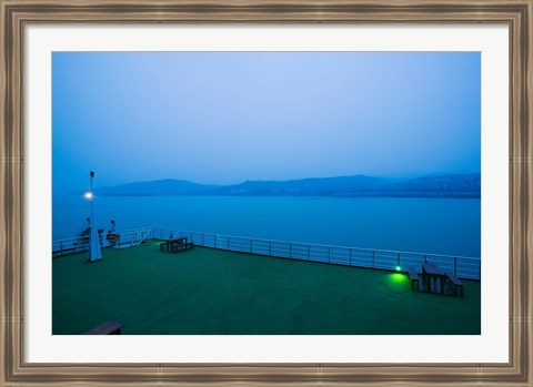 Framed Deck of the Yangtze River Cruise Ship at dawn, Yangtze River, Fengdu, Chongqing Province, China Print