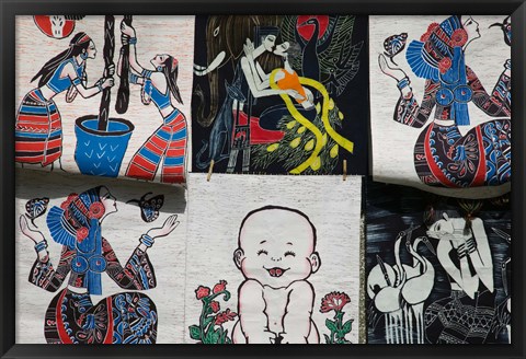 Framed Fabric Items, Dali, Yunnan Province, China Print