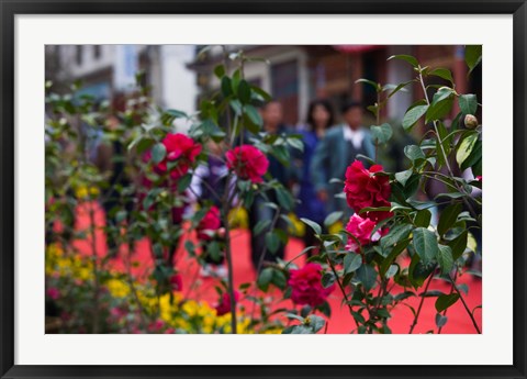 Framed People at spring flower festival, Old Town, Dali, Yunnan Province, China Print